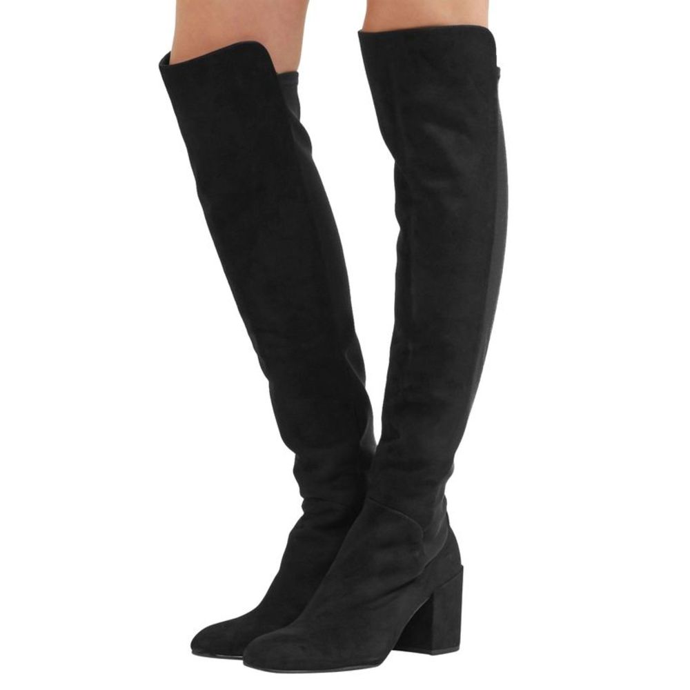 Stuart Weitzman Women's Halftime Stretch-Crepe Black Suede Over-The-Knee Boot